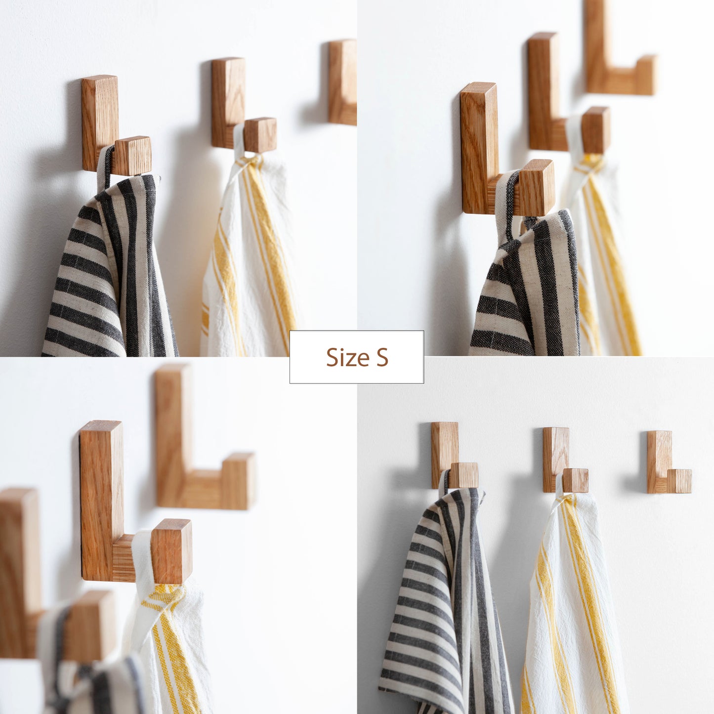 Self-adhesive hooks made of oak wood, Craman #SADH5