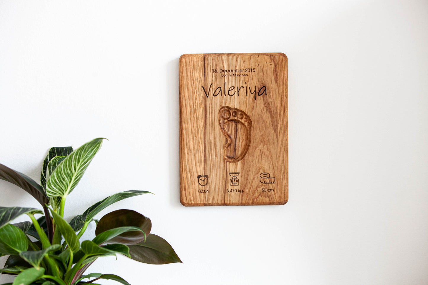 Wooden 3D Baby Footprint Personalized Birth Poster