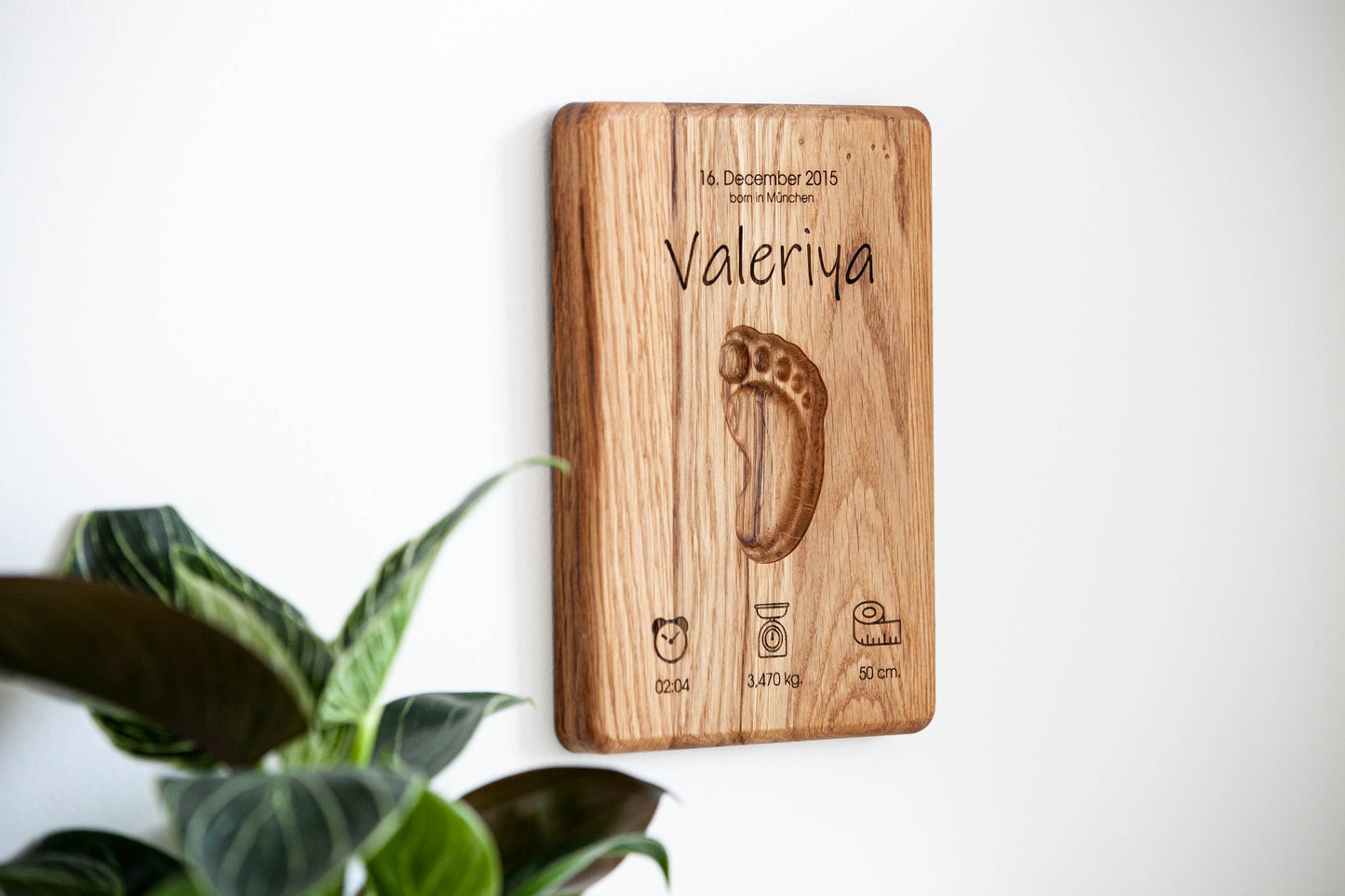 Wooden 3D Baby Footprint Personalized Birth Poster