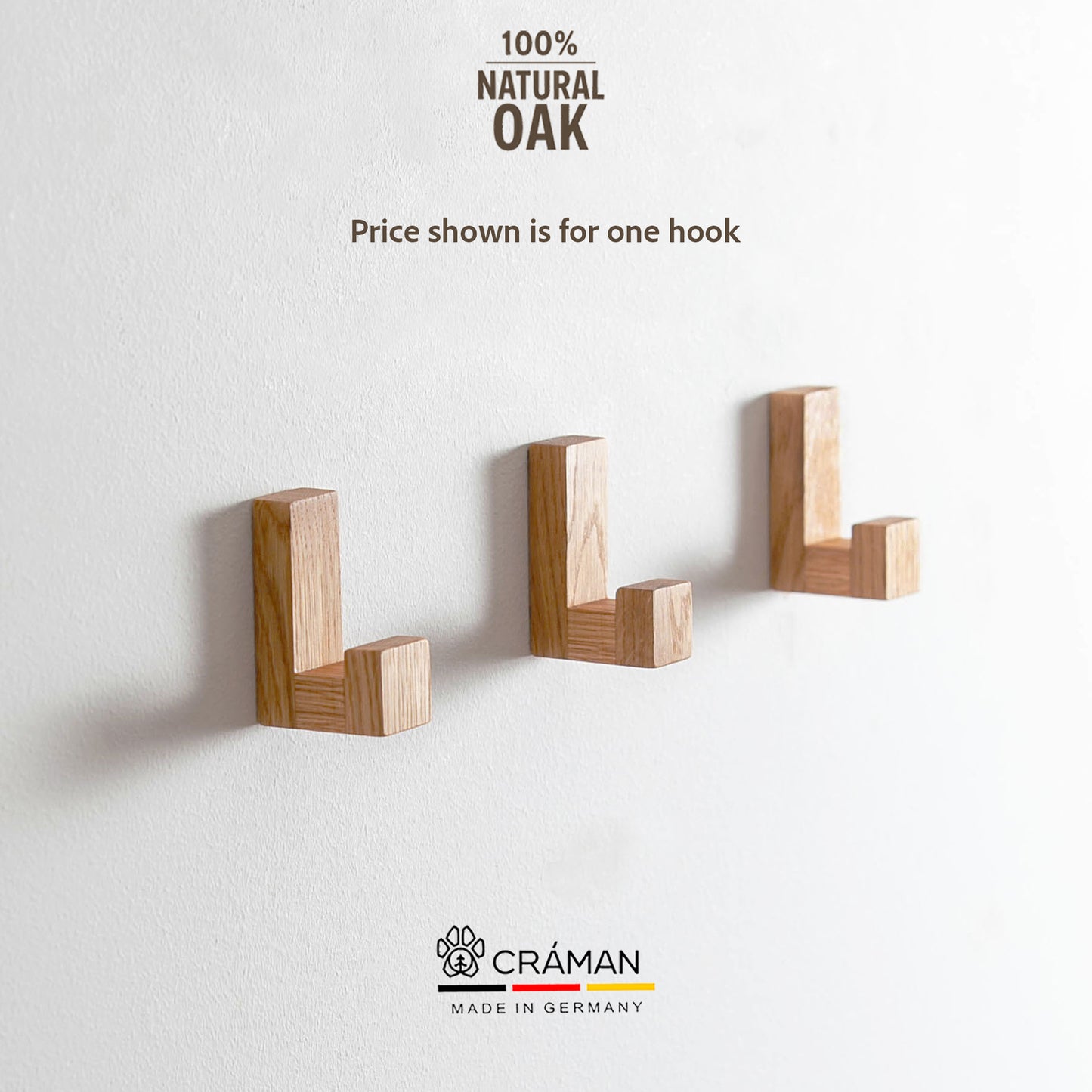 Selbstklebenden Haken Eichenholz, Craman #SADH5 S
