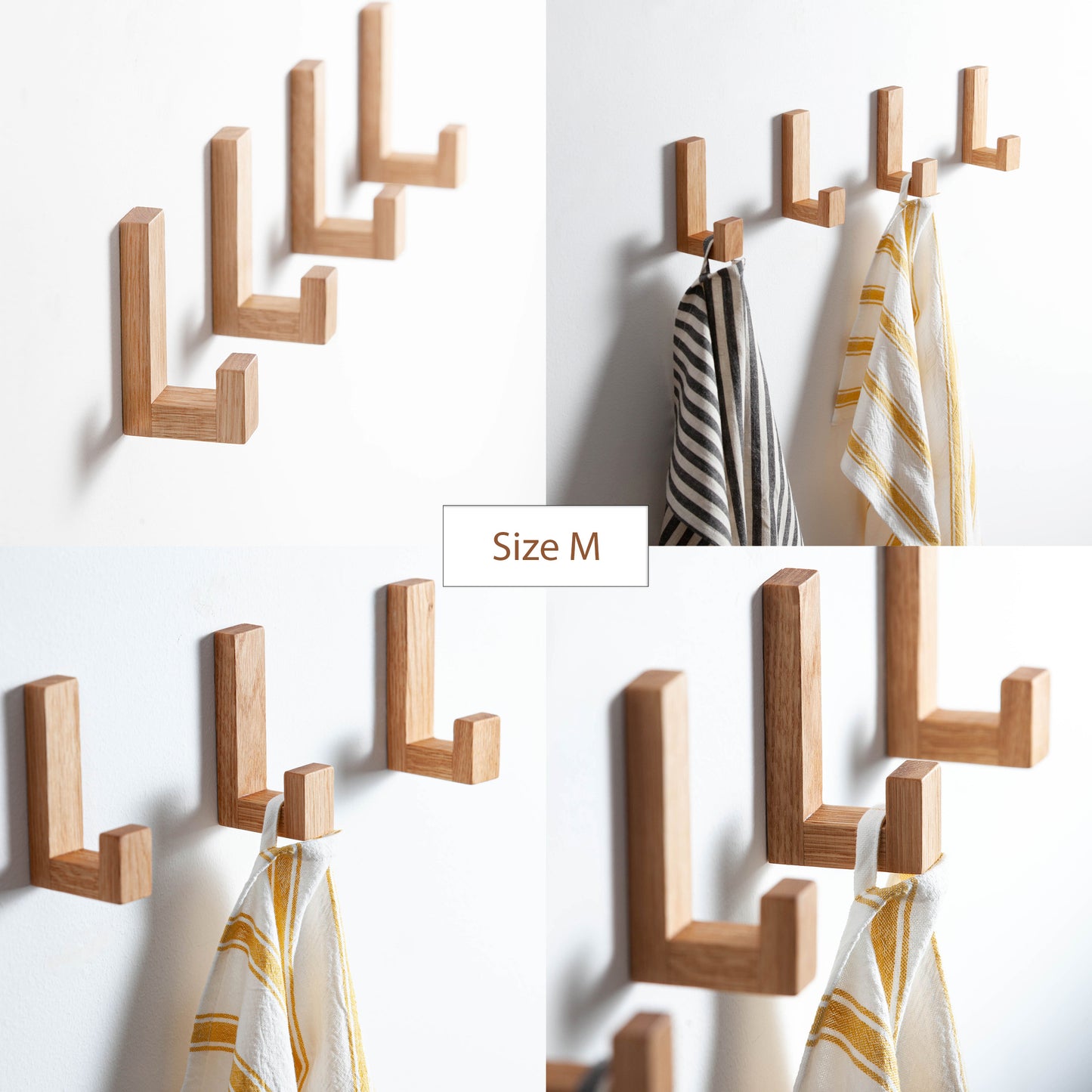 Self-adhesive hooks made of oak wood, Craman #SADH5