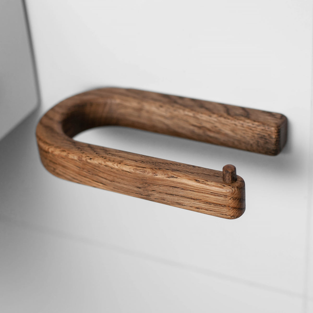 Toilettenpapierhalter aus Eichenholz, Craman C-Halter, selbstklebend DARK