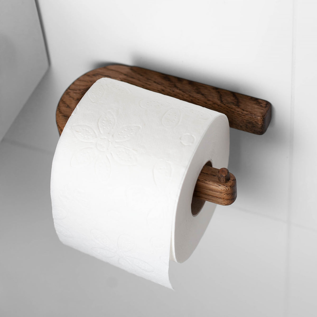 Toilettenpapierhalter aus Eichenholz, Craman C-Halter, selbstklebend DARK