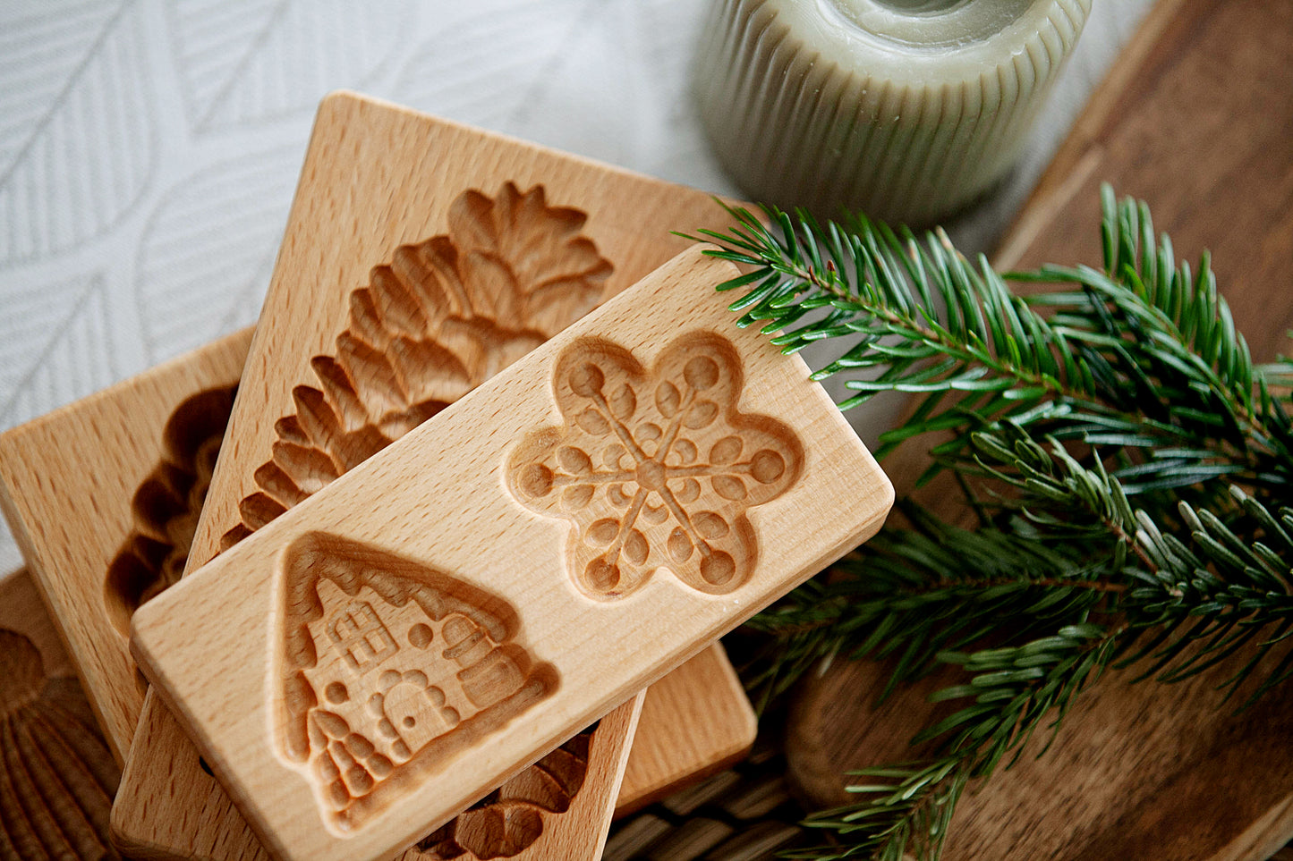 Moule à biscuits "Hiver 2" en bois de hêtre