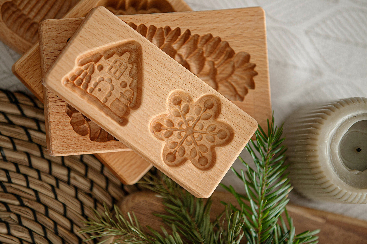 Moule à biscuits "Hiver 2" en bois de hêtre