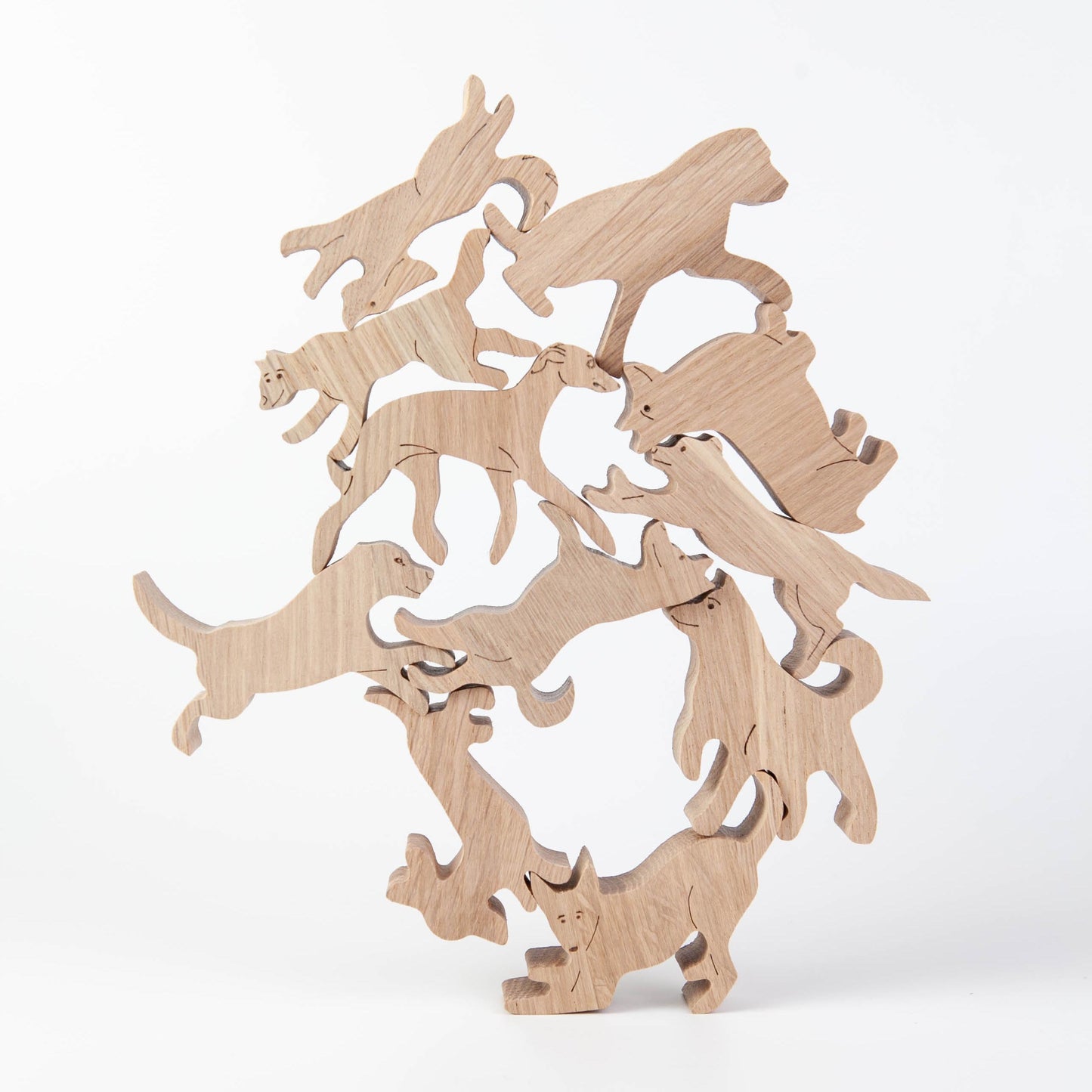 Stapelspiel aus Eichenholz "Dogs"