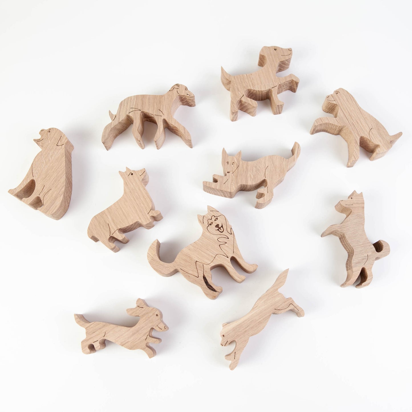 Stapelspiel aus Eichenholz "Dogs"