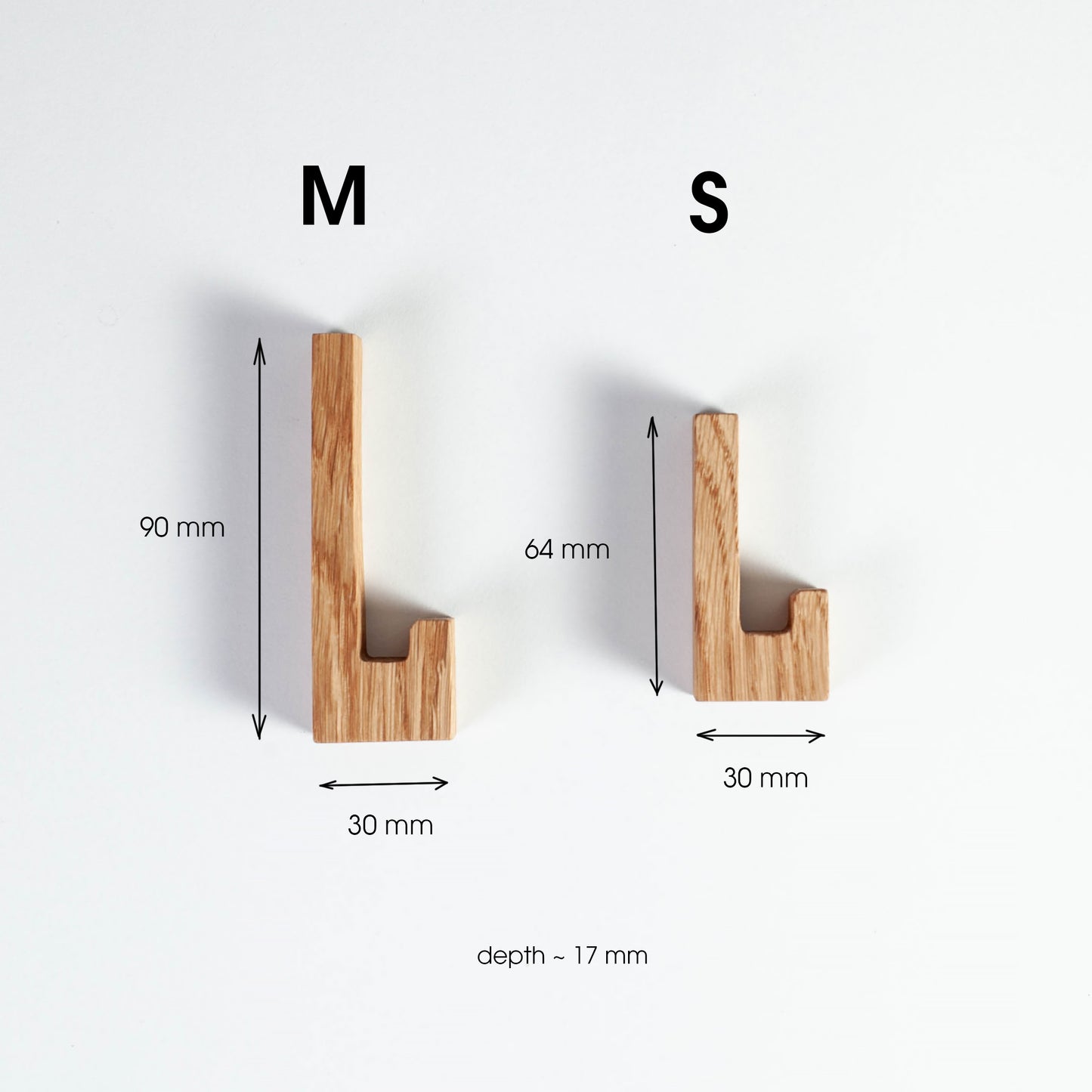 Selbstklebenden Haken Eichenholz, Craman #SADH Minimalist, 1 Stück