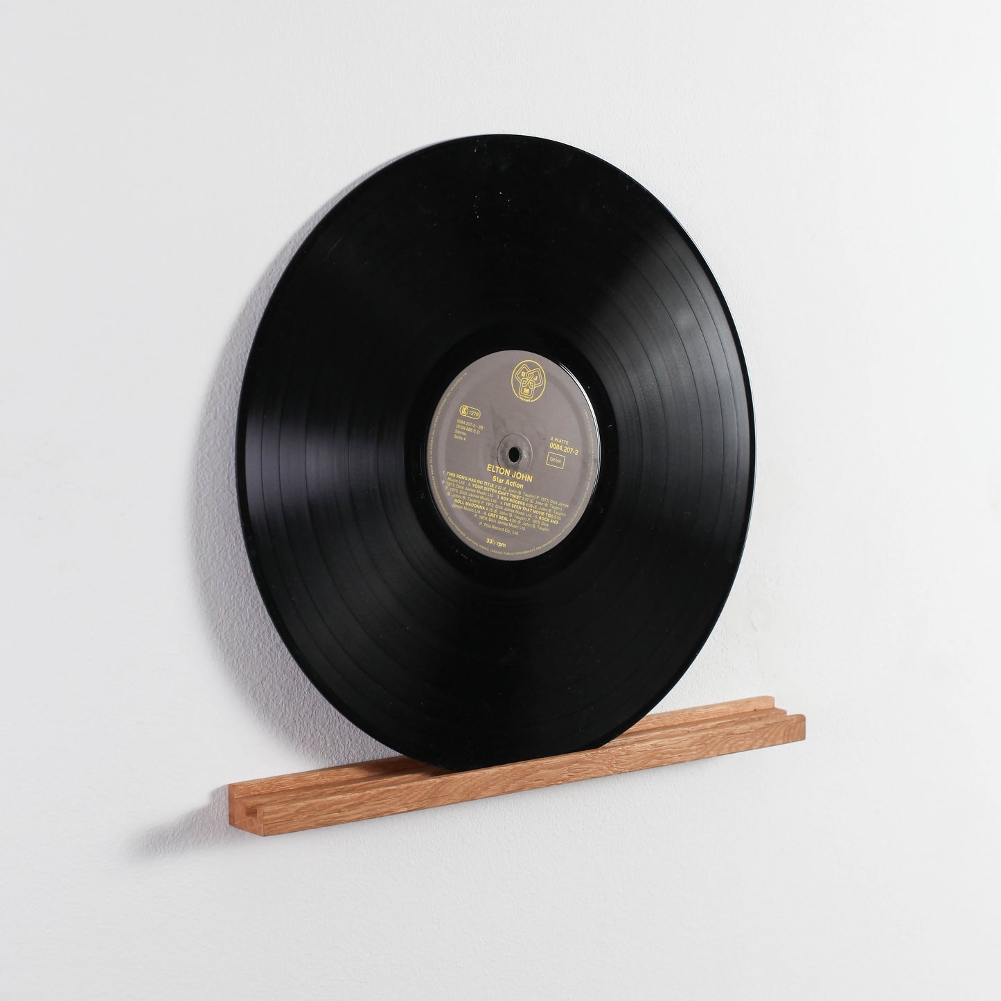 Oak Vinyl Record Wall Mount, No Drilling with 3M Adhesive