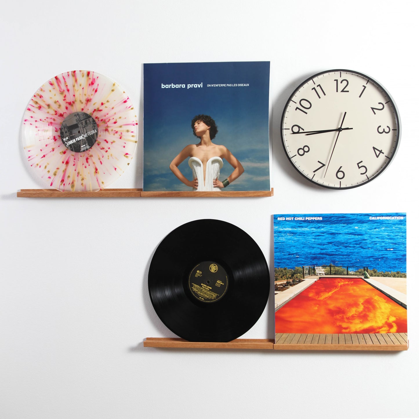 Oak Vinyl Record Wall Mount, No Drilling with 3M Adhesive