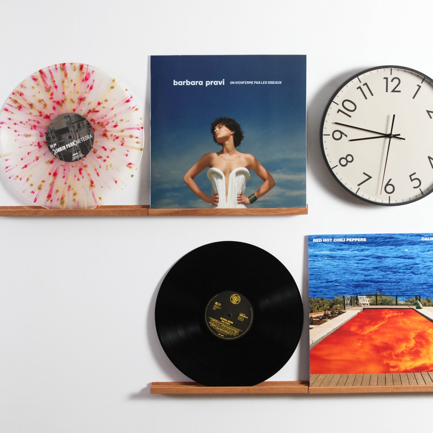 Oak Vinyl Record Wall Mount, No Drilling with 3M Adhesive