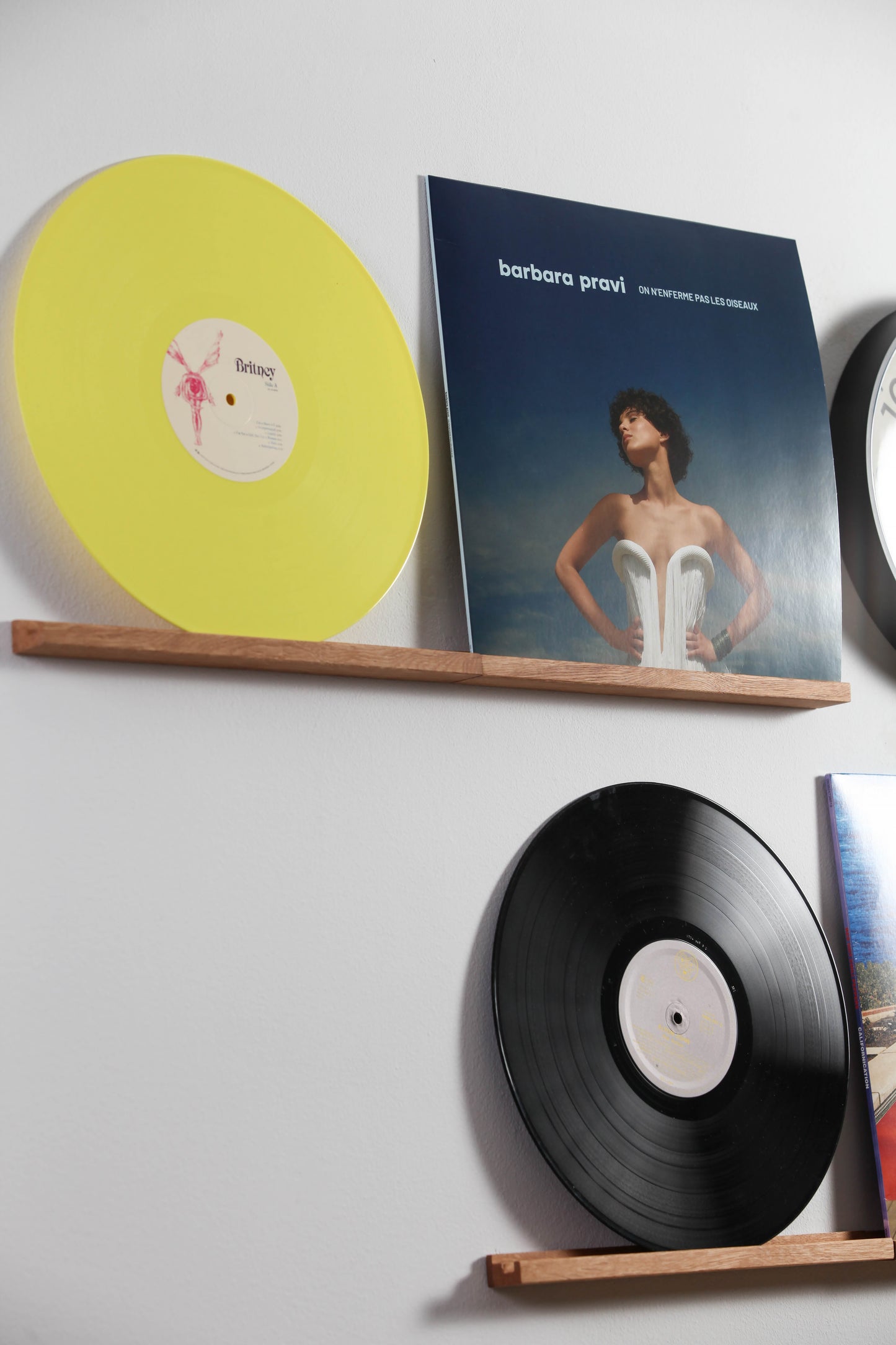 Oak Vinyl Record Wall Mount, No Drilling with 3M Adhesive