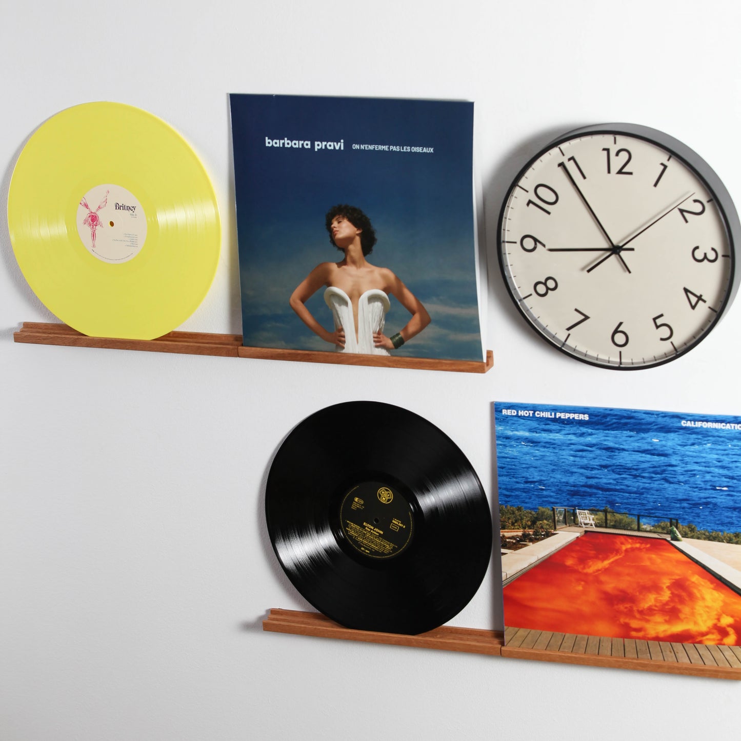 Oak Vinyl Record Wall Mount, No Drilling with 3M Adhesive
