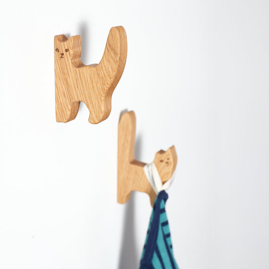 Katzen Wandhaken, Eiche