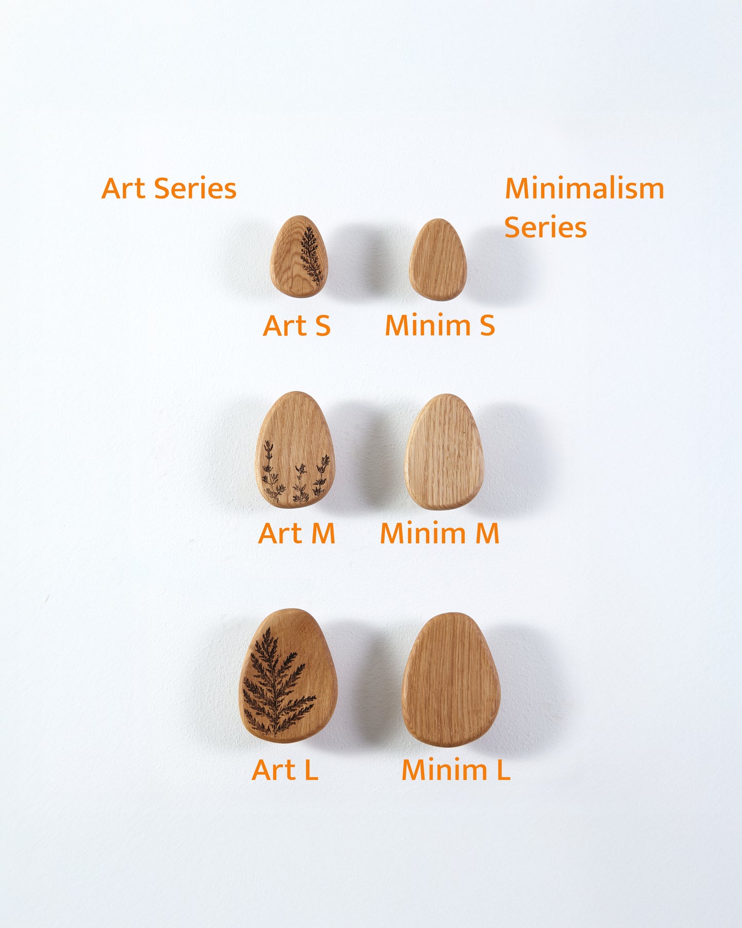 ART und Minimalist Holzhaken für Wohn- und Wanddeko, Eichenhaken zur Organisation, Garderobenhaken