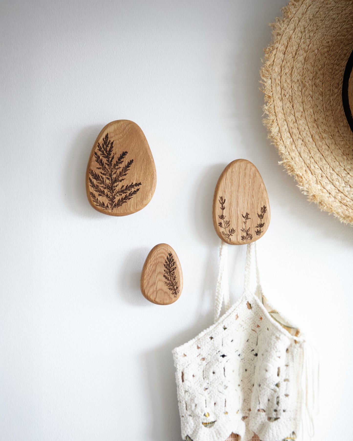 ART und Minimalist Holzhaken für Wohn- und Wanddeko, Eichenhaken zur Organisation, Garderobenhaken