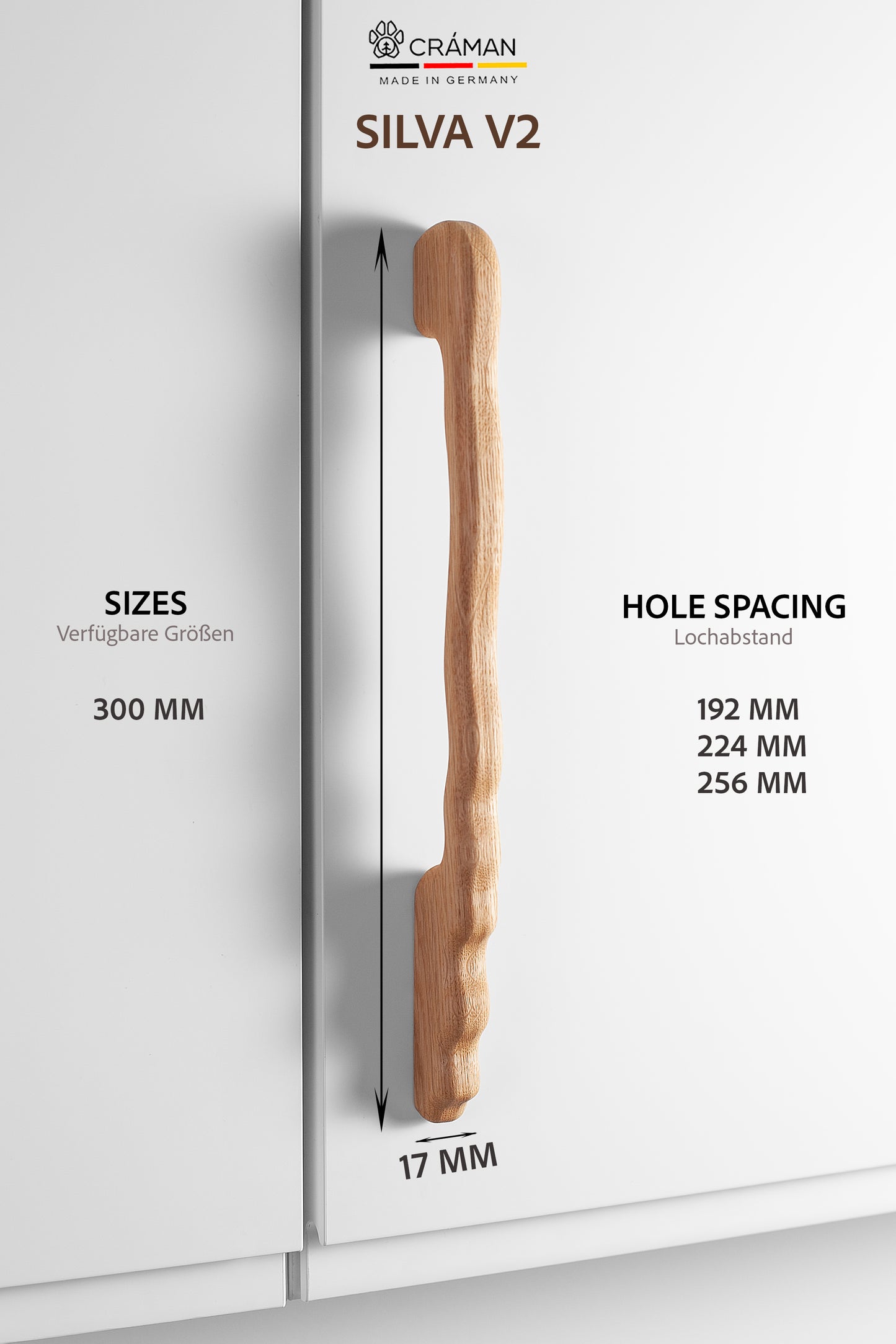 Poignées de porte en chêne pour meubles IKEA, modèle droit 1
