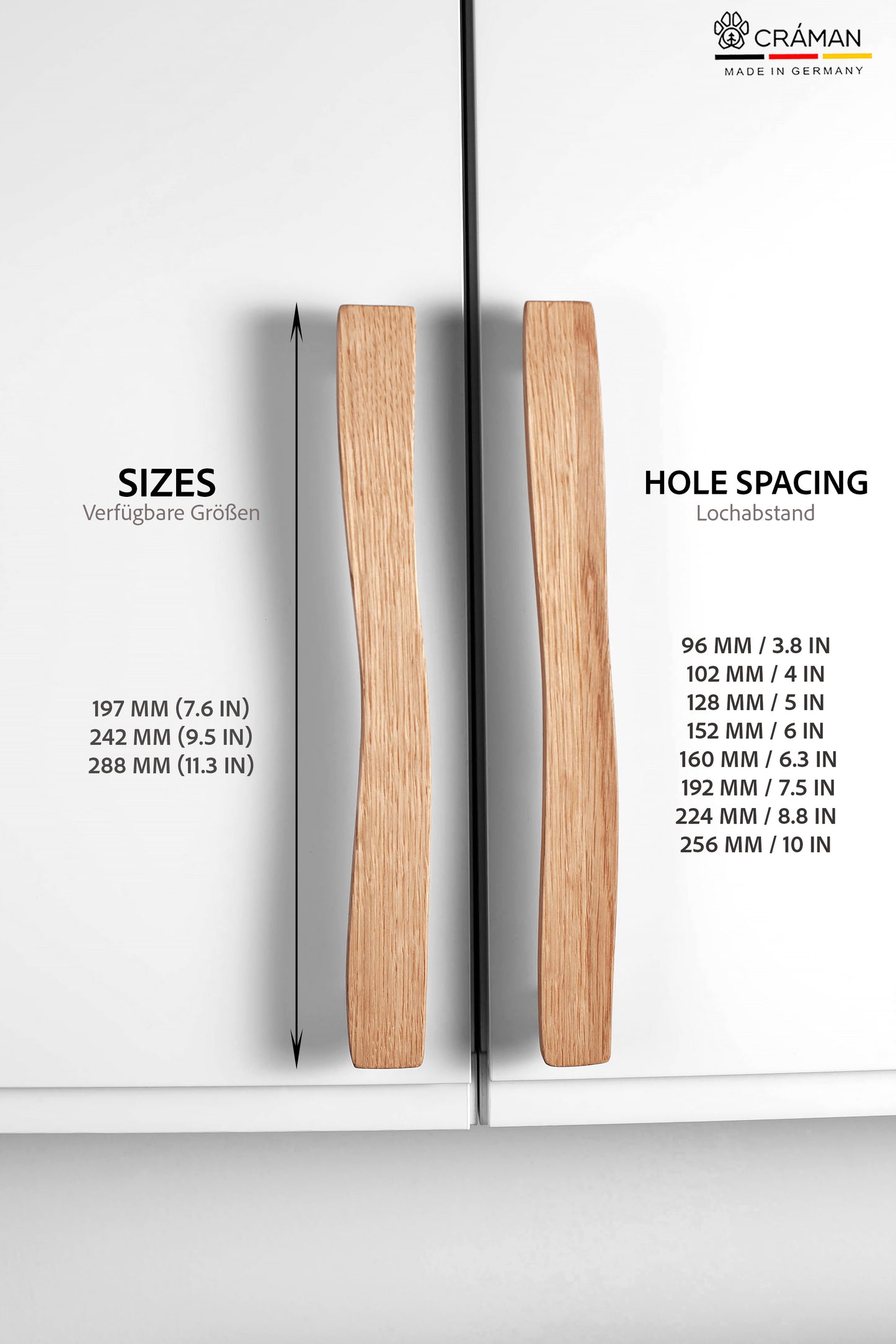 Poignées de porte en chêne pour meubles IKEA, modèle droit 1
